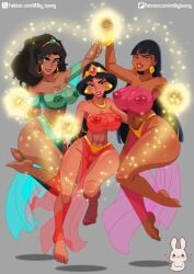 2025 3girls aladdin artist_name ass belly_dancer belly_dancer_outfit big_ass big_breasts big_lips black_hair black_hair_female breasts chel crossover dark-skinned_female dark_skin diamond_(shape) disney disney_princess dreamworks dreamworks_animation ear_piercing ear_ring earrings english english_text esmeralda eyebrow_raise female female_focus female_only gold_(metal) gold_headdress gold_jewelry headdress heart heart_symbol holding holding_hands hoop_ear_ring hoop_earrings hoop_earrings_oversized lips lipstick messy_hair milky_bunny mostly_nude mostly_nude_female nude nude_female patreon patreon_logo patreon_username pierced_ears pierced_nipples piercing piercings ponytail princess_jasmine raised_eyebrow see-through see-through_clothing see-through_top text the_hunchback_of_notre_dame the_road_to_el_dorado thick_thighs thighs trio trio_female trio_focus twitter twitter_username