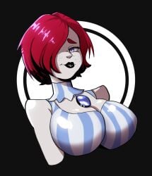 big_breasts big_titties breasts clothing female female_focus female_only goth goth_girl looking_at_viewer mr_mapache red_hair short_hair wendy's wendy_thomas