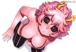 ashido_mina black_sclera boku_no_hero_academia breasts colored_skin crazyfishbones female pink_hair pink_skin solo yellow_eyes