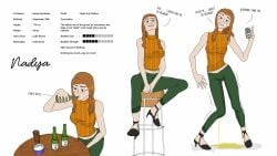 1girls alcohol breasts brown_eyes character_sheet covered_nipples drinking_alcohol drunk hand_between_legs have_to_pee long_hair nadya_(polapolabianda) omorashi original pants pee_puddle peeing peeing_self pissing polapolabianda puddle sleeveless sleeveless_turtleneck solo spread_legs turtleneck wet wet_pants wetting wetting_clothing wetting_self