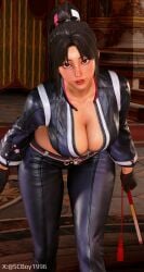 1girls 3d big_breasts biker_clothes biker_girl black_jacket breasts cleavage fatal_fury fatal_fury:_city_of_the_wolves female gameplay_screenshot gloves ingame_model jacket king_of_fighters leather leather_clothing leather_jacket leather_pants lipstick long_hair long_sleeves looking_at_viewer mai_shiranui mai_shiranui_(city_of_the_wolves) official_alternate_costume open_jacket ponytail screenshotboy96 slim_waist solo street_fighter street_fighter_6 tagme thick_thighs top video_game video_game_character video_games wide_hips zipper zipper_pull_tab