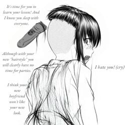 1girls female hair hair_clipper haircut humiliation punishment shaving