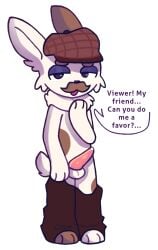 1boy animal_penis anthro asking_for_help asking_for_it asking_viewer bunny_ears bunny_tail dick_out fur kottiechii pants_around_thighs pants_pulled_down precum presenting_penis roblox roblox_game self_upload tagme viewer_pov