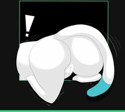 ! 1girls all_fours ass big_ass black_background blue_tail blue_tail_tip deltarune feline feral green_frame half_body hole_in_wall leaking leaking_precum mistpirit paws pussy pussy_leaking robot simple_background stuck stuck_tasque_(deltarune) tasque tasque_(animal) toby_fox white_body white_fur wiggle_lines