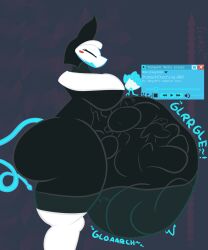 2026 5:6 anthro belly big_belly big_breasts big_butt breasts bulge butt clasped_hands clothing darkner deltarune detailed_bulge digestion_implied digestion_noises eyes_closed fatal felid feline female hi_res huge_belly huge_butt iconictm machine mammal multiple_prey nun_outfit robot side_view smile standing tasque_manager tasque_manager_(nun) undertale_(series) vore