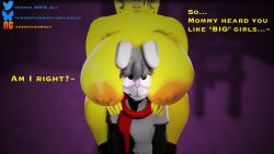 3d amerette amero amerobutnsfw bbw big_boobs big_eyes big_girl big_girl_small_guy blender_(artwork) blender_(software) blender_cycles bluesky_username bnnuy bunny bunny_boy bunnygirl canon canon_couple chubby_female clothed_male_nude_female female flirting flirting_with_partner furry furry_female furry_male furry_only gray_fur gray_hair gray_skin hands_on_shoulders head_between_breasts huge_ass huge_boobs huge_breasts male_focus maxigalexan mommy mommy_kink mommy_milkers newgrounds_link newgrounds_username orange_lipstick orange_nipples original_character rabbit rabbit_boy rabbit_girl roblox_background size_difference smiling square_head twitter_link twitter_logo twitter_user_oc twitter_username yellow_fur