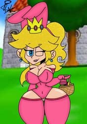 big_ass big_breasts big_butt bunny_ears bunnysuit elbow_gloves gloves mario_(series) nintendo pointy_chin princess_peach super_mario_64 super_mario_bros. thick_thighs thighhighs xxpxx