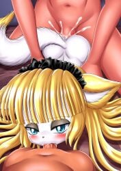 1girls 2boys adult age_difference anthro ass bbmbbf blowjob blush cub cum cum_in_mouth cum_in_pussy cum_inside cum_on_penis domestic_cat feline female furry little_tails male male/female nude oral oral_sex palcomix penis romi_(little_tails) sex threesome vaginal_penetration vaginal_sex young