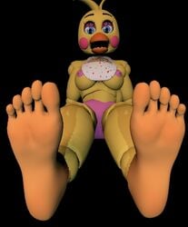 5_toes boner dadleft_(artwork) feet five_nights_at_freddy's fnaf foot_focus looking_at_viewer orange_feet toes toy_chica_(fnaf)