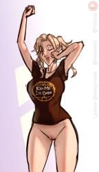 bottomless elf elf_ears elf_female indie_virtual_youtuber kiseki_miya lechono no_panties pussy shaved_pussy sleepy virtual_youtuber yawning