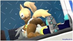 1boy1girl anus bed bedroom big_ass big_breasts big_butt big_thighs blue_eyes brown_body brown_skin cowgirl_position deepbluearts fangs mobian_(species) mobian_hedgehog mobian_wolf pussy silver_hair silver_the_hedgehog sonic_(series) tail whisper_the_wolf