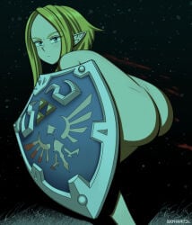 1girls ass deadmannart female nude princess_zelda shield tagme the_legend_of_zelda the_legend_of_zelda:_breath_of_the_wild the_legend_of_zelda:_tears_of_the_kingdom walkingdeadmann zelda_(breath_of_the_wild) zelda_(tears_of_the_kingdom)