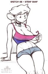 1girls 2d anthro anthro_female big_boobs big_breasts bisexual_pride_colors boobs choker cleavage exposed_midriff female_anthro furry katie_tinson large_breasts mouse mouse_ears mouse_girl mouse_humanoid mouse_tail pride_color_clothing rodent_humanoid short_shorts solo solo_female solo_focus t-kay tank_top wardrobe_malfunction