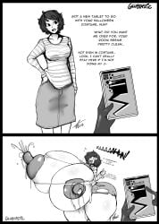 1girls ass_expansion attribute_slider black_and_white blush breast_expansion breast_growth breast_growth_(enlargement) breasts comic cumming dialogue edit edited english_text erect_nipples expansion expansion_sequence female glubtastic hard_nipples hyper_breasts hyper_thighs lactation milk moaning monochrome nipples part_of_a_set persona persona_5 phone phone_screen pussy pussy_juice ripped_clothing sadayo_kawakami sequence stat_change tablet teacher text thigh_expansion torn_clothing wardrobe_malfunction