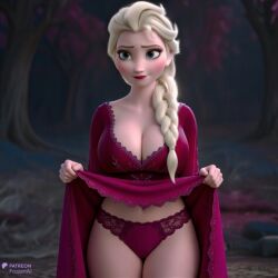 ai_generated big_breasts curvy dress elsa_(frozen) frozen_(film) panties