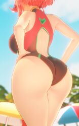 1girls 3d 3d_animation animated ass ass_focus beach big_ass big_breasts bottom_heavy bouncing_ass breasts bubble_butt busty fat_ass female female_only hands_on_hips huge_ass jiggle jiggling_ass large_ass large_breasts massive_ass no_sound nurico one-piece_swimsuit outdoors pyra rear_view red_hair solo swimsuit thick_ass thick_thighs thunder_thighs video wide_hips xenoblade_(series) xenoblade_chronicles_2