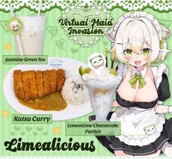 1girls big_breasts black_dress female ferret_ears ferret_girl gradient_hair green_eyes green_hair hair_between_eyes indie_virtual_youtuber laimu large_breasts maid maid_apron maid_headdress maid_uniform massive_breasts oimo_0imo oimo_buster open_mouth short_hair smile solo thick_thighs thighs tits virtual_youtuber vtuber white_hair