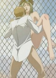 1boy 1girls abs academy_uniform_(bible_black) against_fence ambiguous_penetration arm_grab arm_support arms_at_sides barefoot bent_over bible_black bible_black_only blush bottomless bottomless_male bunny_ears busty chain-link_fence city_background closed_eyes clothed_male_nude_female clothed_sex curvaceous curvy curvy_body curvy_female curvy_figure dusk dutch_angle fake_animal_ears fake_bunny_ears feet female fence from_below front_view fucked_senseless fucked_silly green_hair hair_ornament hairband head_out_of_frame head_tilt height_difference ito_mika kabedon leaning_forward long_hair looking_pleasured male moaning out_of_frame outdoors petite pleasure_face pubes pubic_hair public_indecency public_nudity public_sex railing rooftop school school_rooftop shirt size_difference smaller_female standing_on_one_leg standing_sex sunset sweat taken_from_behind taller_male teenage_female teenager third-party_edit toned toned_body toned_male uncensored unseen_male_face viewed_from_below wet