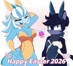 2026 2girls angry bunny_ears bunnysuit easter_bunny female looking_at_viewer oc original_character sonic_(series) yuri