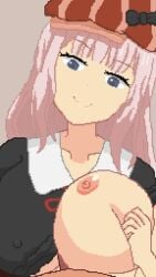 1boy 1girls animated big_breasts breasts_out female fujiwara_chika kaguya-sama_wa_kokurasetai_~tensai-tachi_no_renai_zunousen~ large_breasts male naked nipples nude paizuri penis pink_hair pixel_animation pixel_art tagme titjob tsuyoiko_ss video