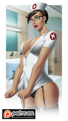 1girls black_hair cleavage curves curvy eyewear female female_focus female_only glasses hourglass_figure legs lips lipstick looking_at_viewer mature mature_female mature_woman no_bra no_pants nurse orange_hair original original_character panties patreon red_lips red_lipstick short_hair solo solo_female solo_focus thedarkness thick thick_legs thick_thighs thighs voluptuous waist watermark