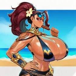 ai_generated alternate_breast_size alternate_costume angry angry_face beach beach_background bikini bikini_top blizzard_entertainment bolt_on_tits boobs_bigger_than_head bra breast_implants breasts_bigger_than_head bulging_breasts cattlec cleavage cleavage_overflow curvaceous curvaceous_figure enhanced_breasts enormous_breasts enormous_tits fake_breasts gigantic_breasts glistening glistening_body glistening_breasts glistening_skin hand_on_hip huge_breasts huge_tits ice_cream implants massive_breasts massive_tits micro_bikini micro_bikini_top narrow_waist oiled overwatch phallic_imagery ponytail red_eyes revealing_clothes sand scowl sea shiny_breasts shiny_skin sideboob silicone silicone_implants single_bang stern_expression sucking_ice_cream summer sunglasses sunglasses_on_head sweat sweatdrop sweaty swimwear tan tan_body tan_skin thin_waist tits_bigger_than_head toned vendetta voluptuous voluptuous_female