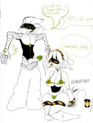 1boy 1boy1girl 1girls blowjob breasts cock cum_in_mouth green_eyes lanovata001 male/female murder_drones penis robots sex speech_bubble straight tail thad_(murder_drones) v_(murder_drones) white_background yellow_eyes
