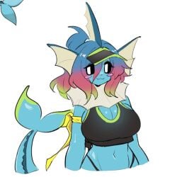 :3 anthro blush blushing huge_breasts pokemon pokemon_(species) shiyaa_stuff slim_waist swimsuit tail vaporeon velena_(shiyaa_stuff)