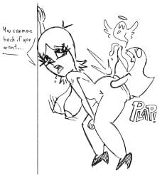 artist_request big_ass big_breasts black_and_white bloo cartoon_network foster's_home_for_imaginary_friends large_ass large_breasts mac's_mom mature_female milf shorter_male taller_female thick_thighs wide_hips