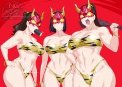 3girls atropos_(kamen_rider_gotchard) bikini breasts clotho_(kamen_rider_gotchard) kamen_rider kamen_rider_gotchard_(series) lachesis_(kamen_rider_gotchard) mask masked_female otokam1117 sisters thighs tokusatsu voluptuous voluptuous_body voluptuous_female
