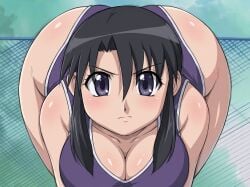 1girl ai_generated ass ass_up azumanga_daiou black_hair boobs female kurosawa_minamo looking_at_viewer