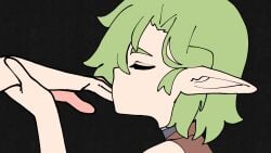 closed_eyes elf_femboy elsvime femboy green_hair looping_animation no_sound sucking_fingers tagme video