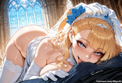 1boy 1girl ai_assisted ai_generated artist_name ass bangs bare_shoulders blonde_hair blue_eyes blush breast_press breasts bridal_veil bride choker curvaceous curvy curvy_female curvy_figure dress earrings elbow_gloves eyebrows_visible_through_hair female galko gloves heart heart-shaped_pupils hetero indoors jewelry large_breasts long_hair looking_at_viewer lying miyuai one_side_up open_mouth oshiete!_galko-chan penis saliva saliva_trail smile solo_focus stud_earrings sweat symbol-shaped_pupils thick thick_ass thick_butt thick_hips thick_legs thick_thighs thighhighs tongue tongue_out veil voluptuous voluptuous_female wedding_dress white_gloves white_legwear wide_hips wide_thighs