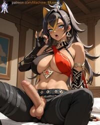 1futa 1futanari 1girl 1girls adult adult_female ai_generated animal_ears balls ballsack bangs bare_shoulders big_breasts black_hair blonde_hair blowjob_gesture blue_eyes boobs breasts bust busty busty_female busty_girl cock criss-cross_halter dark-skinned_female dark_skin dehya_(genshin_impact) diagonal_bangs dick dickgirl earrings fellatio_gesture female fingerless_gloves foreskin futa futanari genshin_impact girl gloves half-erect halterneck hoyoverse kemonomimi large_breasts lion_ears lion_girl machine_muse mature mature_body mature_female midriff mihoyo multicolored_hair navel navel_fetish pants penis pussy sexy sexy_body sitting solo streaked_hair sumeru_girls testicles tits trans trans_woman uncensored vagina watermark