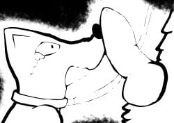 absurd_res ambiguous_gender ambiguous_species anthro black_and_white bodily_fluids canid canine canis collar duo faceless_anthro faceless_character faceless_male genitals gummmingit hi_res imminent_sex knot leash leashed_collar line_art looking_at_genitalia looking_at_penis looking_up male male/ambiguous mammal monochrome nose_bump penis questionable_consent scared tears wolf