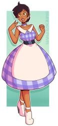 apron big_breasts breasts brown_hair dark_skin disney earrings female_only femsub gay_to_straight happy_trance housewife jewelry luz_noceda sexuality_change short_hair smile solo stepfordization the_owl_house wrenzephyr2