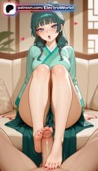 1boy 1girl 1girls 2026 ai_generated aqua_nails artist_name barefoot blue_nails blush cock cum dick electroworld feet feet_fetish foot_fetish foot_play footjob green_nails heart hetero hi_res high_quality high_resolution highres indoors japanese_clothes kusuriya_no_hitorigoto maomao_(kusuriya_no_hitorigoto) multicolored_nails nail_polish open_mouth patreon patreon_username penis pink_nails pov purple_nails red_nails solo_focus stable_diffusion symbol-shaped_pupils toejob toenail_polish toenails toes two-footed_footjob uncensored watermark