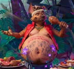 1boy 2026 accurate_art_style ai_generated artist_request belly belly_button chubby dreamworks edit fat_fetish forgotten_island furry gay male male_only overweight raww_(forgotten_island) screencap solo weight_gain yaoi