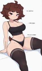 1girls ai_generated big_ass big_breasts cute mimi_(typh) navel nipples_under_clothes panties pussy stockings thick_thighs top