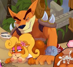 activision anthro anthro_on_anthro anthro_penetrated anthro_penetrating anthro_penetrating_anthro bandicoot bigdon1992 black_nose blonde_hair blush bodily_fluids breasts clothed clothing coco_bandicoot crash_(series) cum cum_in_pussy cum_inside duo english_text felid female female_penetrated flower genital_fluids genitals green_eyes hair impregnation long_hair male male_penetrating male_penetrating_female mammal marsupial nipples ovum pantherine penetration penile_penetration penis penis_in_pussy plant pussy sex sperm_cell straight text tiger tiny_tiger vaginal_penetration video_games