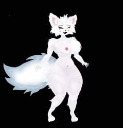 absurd_res anthro breasts complextree_(style) digital_media_(artwork) female female_anthro full-length_portrait fur genitals girlkisser hi_res meme neonhermit4444 nude nude_anthro nude_female parody portrait solo standing third-party_edit vulva white_body white_fur
