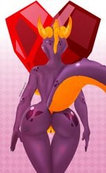 absurd_res activision anthro anus ass bodily_fluids dododragon56 dragon female gem genderswap genital_fluids genitals hi_res horn humanoid looking_back nails nude pussy pussy_juice raised_tail rear_view reptile rule_63 scales scalie shaded simple_background solo spyro spyro_the_dragon stamp thick_thighs thigh_gap video_games