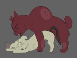 4:3 anal anal_penetration animal_genitalia animal_penis chillyanon dack_(mewgenics) domestic_cat duo felid feline feline_genitalia feline_penis felis feral gein_(mewgenics) genitals male male/male mammal mewgenics penetration penis questionable_consent spiral spiral_eyes