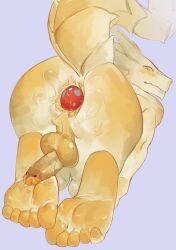 absurd_res anal_oviposition anthro backsack balls blush butt dragon egg feet foreskin genital_piercing genitals hi_res humanoid_genitalia humanoid_penis irisart_nsfw looking_at_viewer looking_back lube male mythological_creature mythological_scalie mythology oviposition penis penis_piercing piercing presenting presenting_hindquarters raised_tail scalie solo tail toes