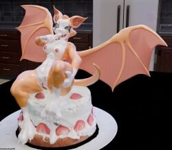 2026 3_toes 3d_(artwork) 4_fingers absurd_res anthro appliance bat blender_(artwork) breasts butt cake cake_sitting claws dessert digital_media_(artwork) dust:_an_elysian_tail fangs feet female fidget_(elysian_tail) finger_fetish finger_lick finger_play fingers food food_fetish food_play fridge fruit fur green_eyes heartlessangel3d hi_res kitchen kitchen_appliance licking looking_at_viewer mammal membrane_(anatomy) membranous_wings navel nimbat nipples nude orange_body orange_fur outstretched_wings plant plate raised_leg shortstack smile solo strawberry teeth toe_claws toes tongue white_body white_fur wings