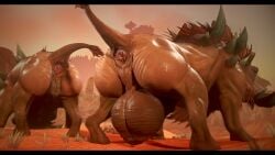 16:9 3d_(artwork) 4k absurd_res animal_genitalia anus balls big_balls black_bars blizzard_entertainment butt colonelyobo detailed_anus digital_media_(artwork) duo female feral genitals hi_res huge_balls letterbox male mammal presenting presenting_hindquarters raised_tail suid suine sus_(pig) tail tusks vulva warcraft widescreen wild_boar