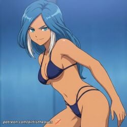 1girls ai_generated airtist athletic athletic_female blue_hair bra female female_focus inazuma_eleven inazuma_eleven_(series) light_skin long_hair looking_at_viewer patreon solo_focus tagme yagami_reina
