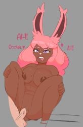 1boy 1girls breasts breasts_out commissions_open dark-skinned_female dark_nipples dark_skin final_fantasy_xiv oc original_character penetration penis pink_hair purple_eyes self_upload silver27 viera