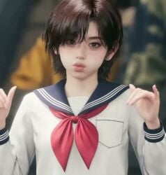 ai_generated dancing evie_(stellar_blade) female panties realistic school_uniform schoolgirl short_hair stellar_blade:_blood_rain tagme tomboy tomboyish video