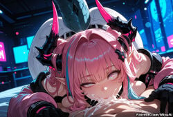 1boy 1girl ai_assisted ai_generated arknights:_endfield black_gloves blue_eyes blush boots breasts cum cum_in_mouth cum_on_body curvaceous curvy curvy_female curvy_figure eyebrows_visible_through_hair facial fellatio female gloves heart heart-shaped_pupils hetero high_heel_boots horns indoors long_hair looking_at_viewer miyuai oral penis pink_hair pointy_ears pov solo_focus symbol-shaped_pupils tail thick thick_ass thick_butt thick_hips thick_legs thick_thighs two_side_up voluptuous voluptuous_female wide_hips wide_thighs yvonne_(arknights:_endfield)
